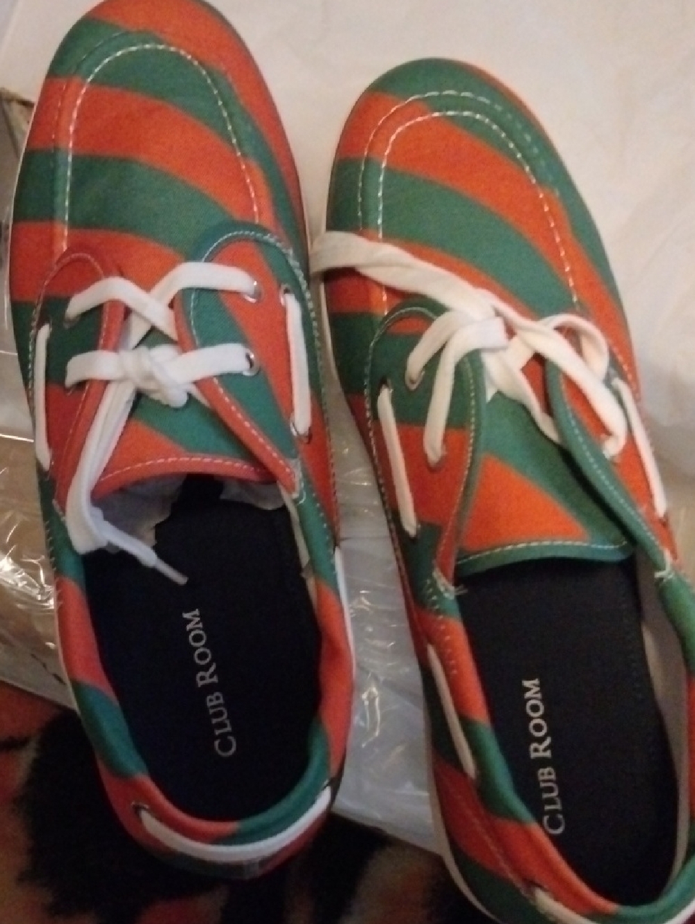 Club Room Orange and Green Striped Canvas Shoes